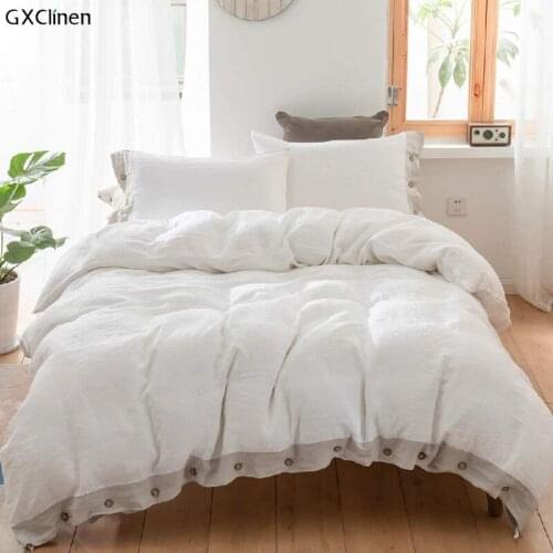 Natural Linen Duvet Cover King Queen Full Twin Single Flax Comforter Cover Farmhouse Quilt Cover With Coconut Button Closure