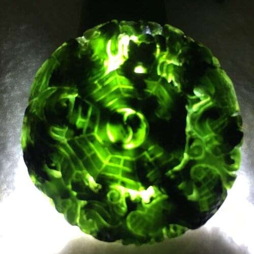 Drop Shipping jewelry Stone Black Green Nephrite Carved Dragon Phoenix Chinese BaGua Lucky Pendant + Rope Necklace Fine Necklace