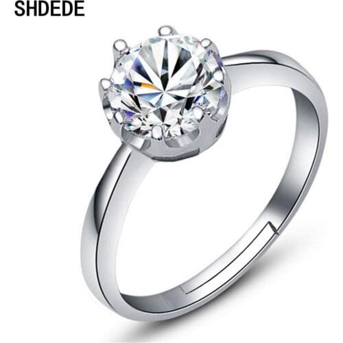 SHDEDE 925 Sterling Silver Finger Ring For Women Bride Party Jewelry Gifts Embellished With Crystals From Swarovski -WH70