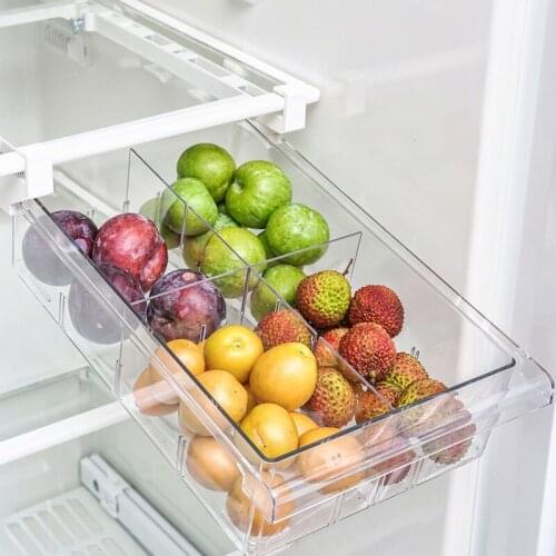 Refrigerator storage box drawer type transparent partition no cover egg box rectangular fruit preservation cold storage box