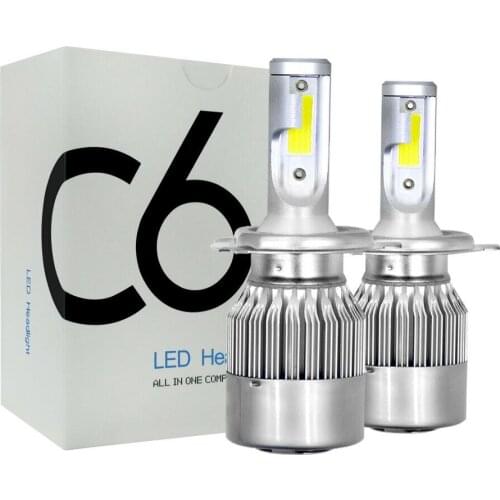 1 Set H4 COB LED CHIPS C6 Car LED Headlight H1 H3 H7 H8 H9 H11 9005 9006 9012 HB3/4 Hir2 H13 9007 Front Lamp Bulb 72W 7200LM 6K
