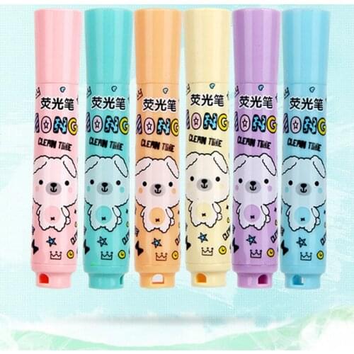 10sets 6Pcs/set Highlighter Bear Marker Color Pens Stationery Diary Album Markers Decoration School Art Supplies