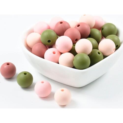 10 PCS 4 Color Mix Maroon Pink Colors 12-15 MM Round Silicone Beads Baby Chew Non Toxic BPA Free Food Grade Teething Ball Beads