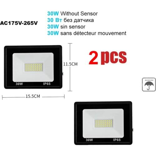 2 pcs 220V 10-100W LED FloodLight Spotlight Exterior Street wall reflector Light led garden Lamp PIR Sensor Motion 4 Modes Emerg