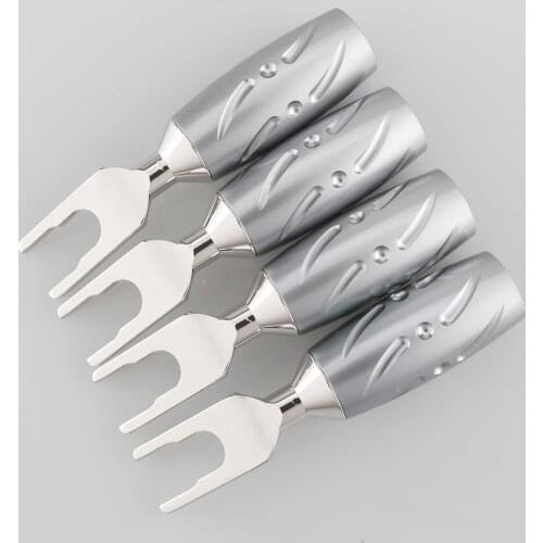 Viborg 4 Pcs Connectors Speaker Plugs Hifi VS701R Pure Copper Rhodium Plated Spade Speaker Y Connector Speaker Terminal Y Plug