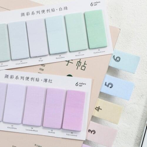 6pcs Gradient Art Watercolor Series Sticky Notes Removable Memo Pad Sticker Scrapbooking Stationery Office School Supplies H6914