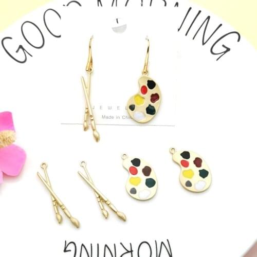 Paint tray pen Floating Enamel Charms Gold Tone Oil Drop Pendant DIY Bracelet Womens Necklaces Jewelry DIY Making 6pcs