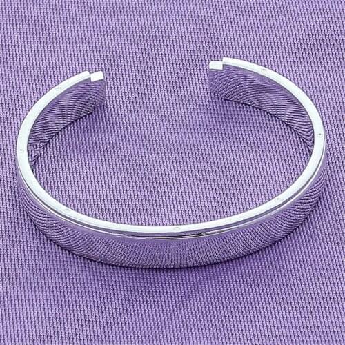 925 Sterling Silver Classic Glossy Bangle For Woman Wedding Engagement Fashion Charm Party Jewelry Gift
