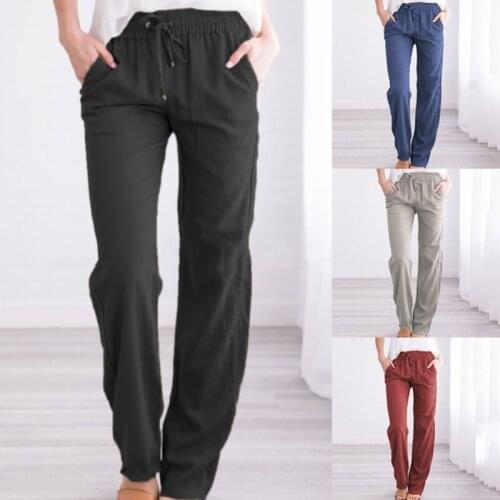 Lace Up Summer Pants Women Sweatpants Pantalon Femme 4 Colors Cotton Linen Harem Pants Casual Plus Size Trousers Women