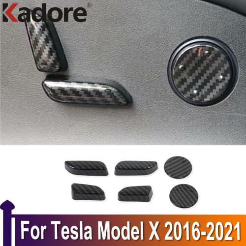 For Tesla Model X 2016 2017 2018 2019 Carbon Fiber Seat Adjust Switch Button Cover Trim Decoration Interior Accessories
