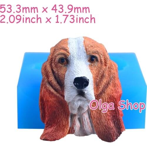 DYL327 53.3mm x 43.9mm Dogs Head Silicone Mold Fondant Cake Decoration Candy Resin Clay Earrings Necklace Craft Soap Candle
