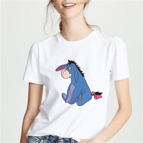 Disney T Shirt Womens Best Friends Tshirt Eeyore Print Streetwear Winnie The Pooh Tee Shirt Female Tops Dropship