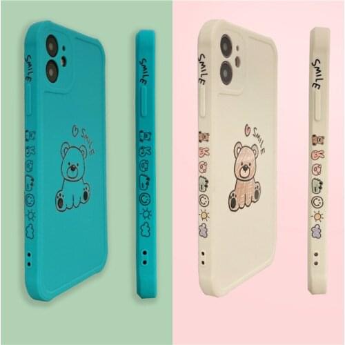 Cute Cartoon Animal Bear Letter Phone Case For iPhone 12 11 Pro Max Xr X Xs Max 7 8 Puls SE 2020 Case Soft Silicone Cover