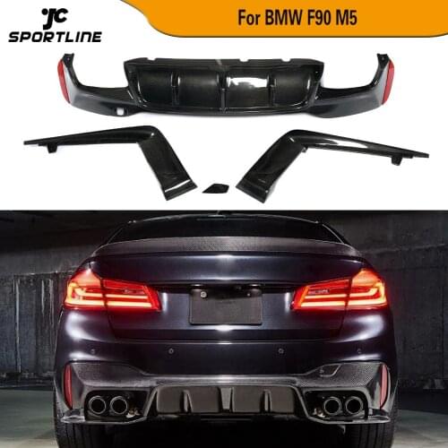 Carbon Fiber Rear Bumper Diffuser Lip Spoiler for BMW 5 Series F90 M5 2018 - 2020 Rear Bumper Diffuser Lip Spoiler 3PCS/SET