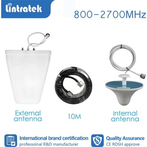 Lintratek full set booster accessories antenna for signal booster amplifier GSM 2G 3G 4G 850 800-2700mhz 10 meter cable s4