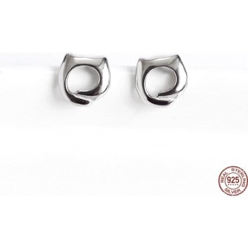 LKO 925 Sterling Silver Cute Cat Stud Earrings For Women Simplicity Fashion Personality Trend Lady Jewelry Gift Accessories