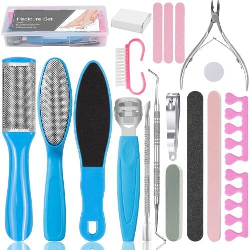20 in 1 Foot Files Professional Pedicure Tools Set Foot Callus Remover Foot Scrubber Dead Skin Remover Pedicure Kits for Women