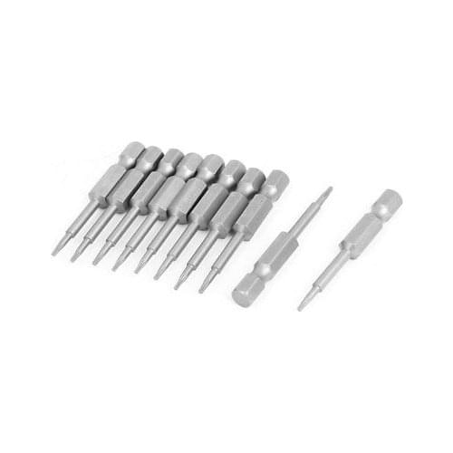 T5 Tip 1/4" Hex Shank 50mm Long Torx Screwdriver Bits 10pcs