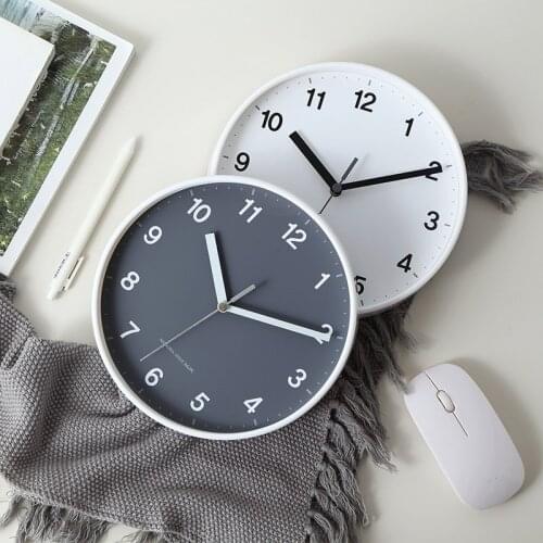 Nordic Fashion Simple Wall Clock Modern Quartz Plastic Digital Wall Clock Silent Round Decoracion Hogar Living Room EB5WC
