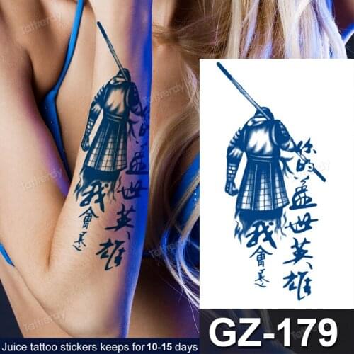 Natural Organic Fruit Ink Tattoo Fake long lasting temporary tattoo sleeve armband chest body art stickers words flowers eagle