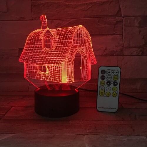 Old House Nightlight 3D USB Touch Switch Remote Control Acrylic 7 Colors Gradient Atmosphere Lamps DIY Kids Gifts Drop Shipping