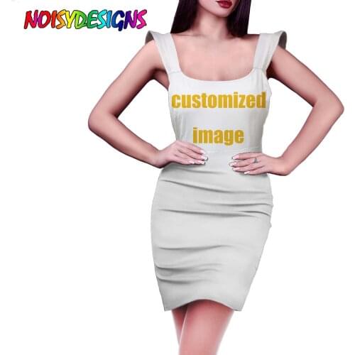 NOISYDESIGNS Custom Printing Lady Dress 2021 Summer Lotus Leaf Sleeve Square Collar Sleeveless Slim Dress Women Elegant Office