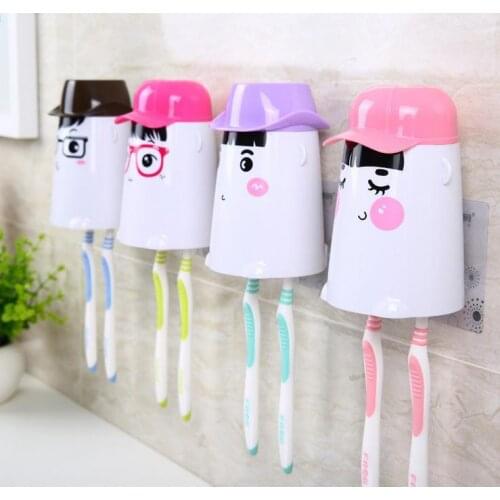 Novelty Households Bathroom Set Automatic Toothpaste Dispenser Creative Toothbrush Holder +Cups +Toothpaste Squeezer Wash Kit