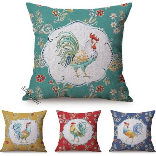 New Fashion Cushion Cover Cock Bohemia Water Color Painting Chicken Flower Luxury Home Decor Sofa Throw Pillow Case Cojines 2020