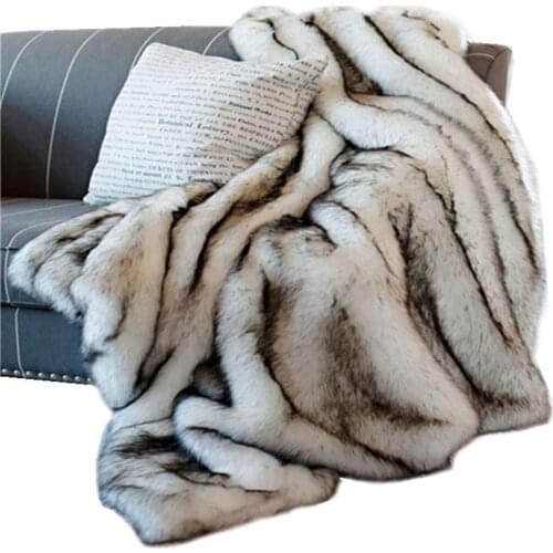 Fox Blanket European-Style Noble And Luxurious Imitation Faux Leather Blanket PV Down Throw Blanket on Sofa Winter Blanket