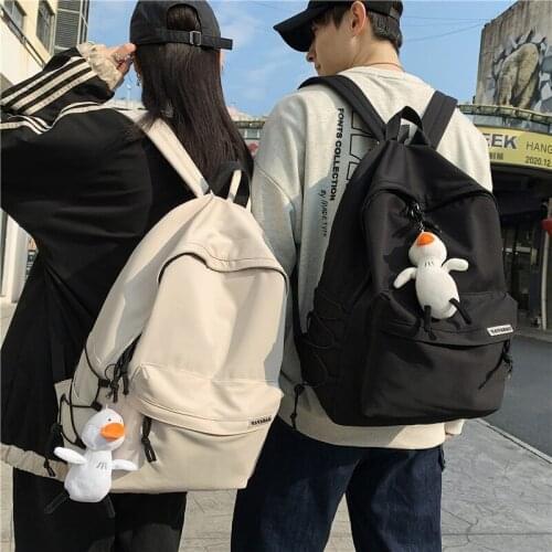 Solid Color Backpack Travel Bagpack With Pendant Nylon Women School Bags For Teenager Girls 2021 Bookbag Mochila New Backpack