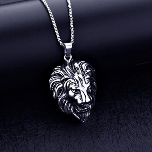 Punk Lion Pendant Necklace For Men Animal Necklace Stainless Steel Chain Female Male Fashion Jewelry Personality Choker