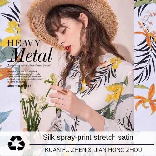 Customized summer digital printing stretch satin silk fabric soft and slippery silkworm silk satin dress shirt sewing fabric