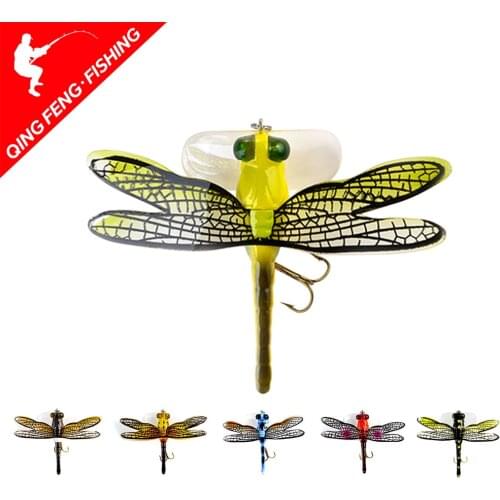 75mm6g Fishing Bait Lure Hook Life-like Dragonfly Floating Fly Fishing Flies Hairy Hook Bionic Cockroach Insect Lure Bait