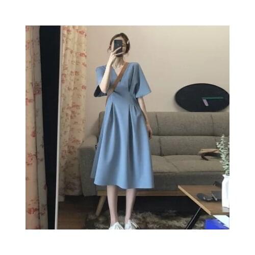S-Xl New New Summer Dress Girls Boho Solid Female Vintage Dress Party Oversize short Sleeve Women Dresses Robe Vestido
