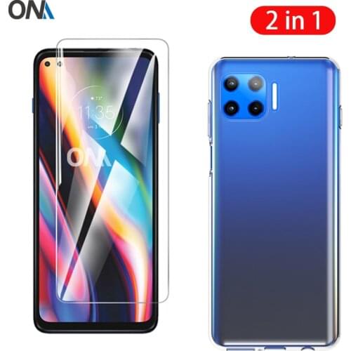 2-in-1 Glass + Full Cover Case for Motorola Moto G 5G Plus Silicone Case Cover for Motorola Moto G 5G Plus Screen Protector