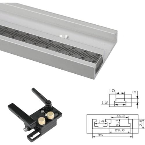 Aluminium alloy T-tracks Slot Miter Track Stop Table Saw Miter Gauge Rod with Metric Scale Length 40/50/60/80cm