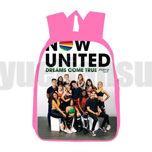 Now United-Better Album Backpacks for School Teenagers Girls 3D Printed Anime Bags Pink Now United Backpack 12/16 Inch UN Team