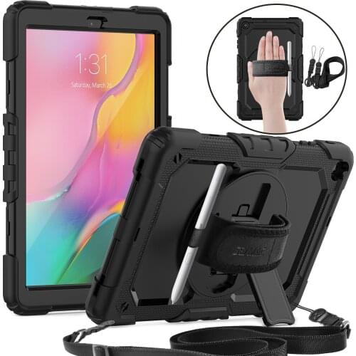 Tablet Protective Cover for Samsung Galaxy tab a 10 1 inch 2019 case T510 T515 Shockproof 360 Rotation Hand Strap&Kickstand