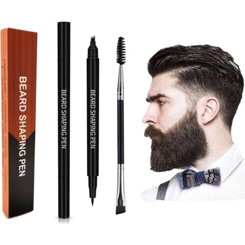 Hot sale Beard Pen Beard Filler Pencil And Brush Beard Enhancer Waterproof Moustache Coloring Shaping Tools Barber Hair Pencil