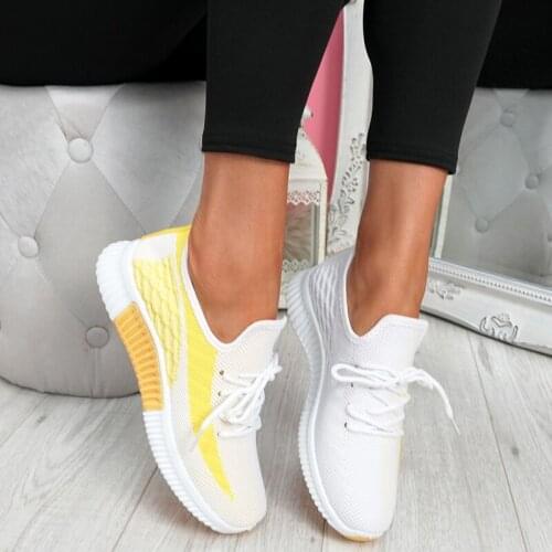 2021New Womens Vulcanized Female Lace Up Mesh Sneakers Shoes Round Toe Casual Walking Shoes Mesh Flat Anti-slip Women Sneakers