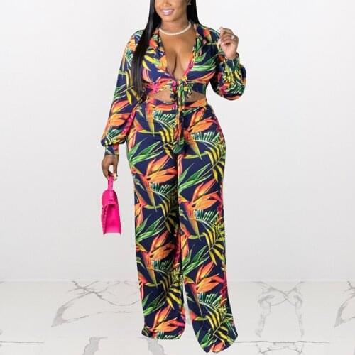 2 Pieces Sets Womens Outfits Autumn Fall New 2021 Printed Tops & Pants High Waisted Fashion High Street Wear Outfits Sets Cloth