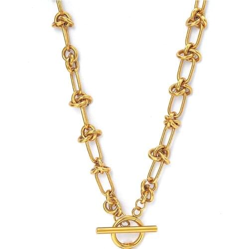 Knot Chain Necklace Stainless Steel Toggle Necklace For Women Metal Heavy Duty Chain Choker Collier Womens Neck Chain