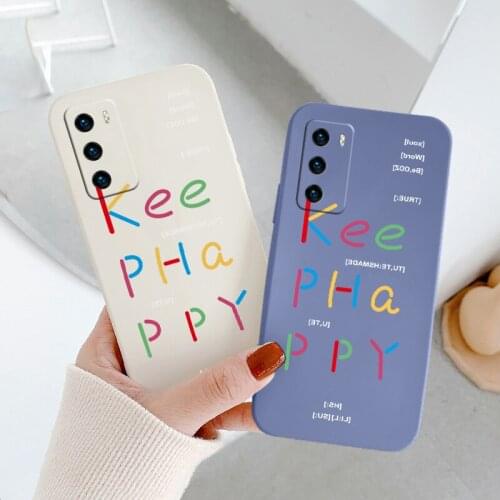 Keep Happy Liquid Silicone Case For Huawei P40 P30 P20 Pro Lite Mate 40 30 20 Pro Lite P Smart 2021 Y7A Soft Phone Back Cover