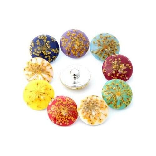 10pcs/lot Hot Sale Mixed Colors 18mm Snap Button Bracelet & Bangles Flower Charm Resin Snap Bracelet For Women Snap Jewelry