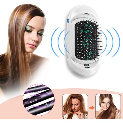 2.0 Ionic Hair Brush Portable Electric Vibrating Scalp Massage Comb Anti-Static Ion Hair Brush With Double Negative Ions Outlet