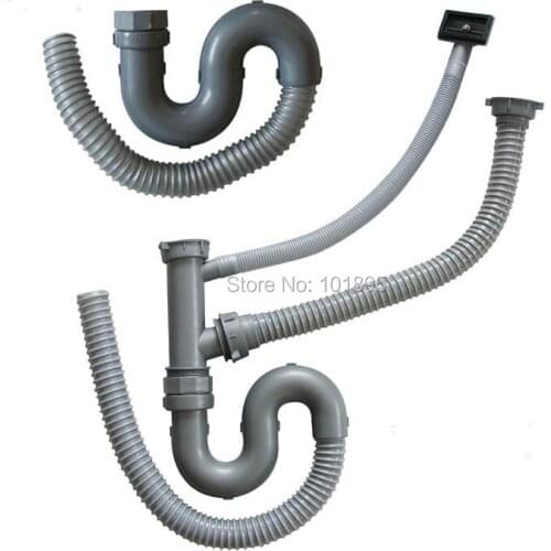 2 Model Kitchen Sink Plastic Drain Flexible Hose Trap
