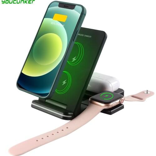 3 in 1 15W Fast Wireless Charger For AirPods For iPhone 11 Pro/Xr/Xs Fast Wireless Charging Dock Stand For Apple Watch 2 3 4 5