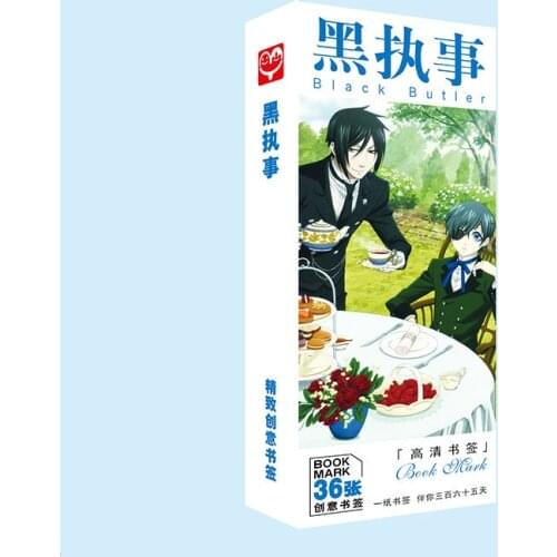 36 Pcs/Set New Kuroshitsuji Black Butler Anime Paper Bookmark Stationery Bookmarks Book Holder Message Card Gift Stationery