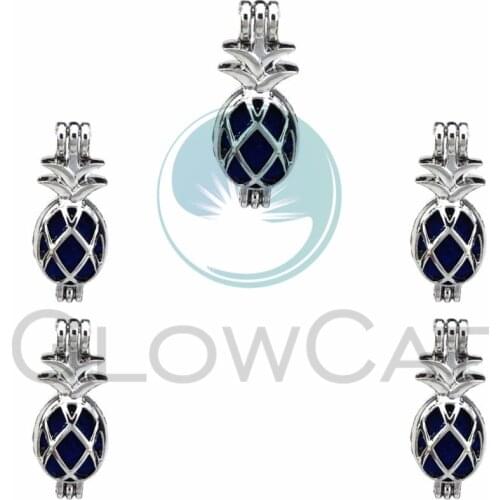 5X Pineapple Pearl Cage Jewelry Findings Cage Locket Pendant Essential Oil Diffuser Locket For Oyster Pearl Necklace