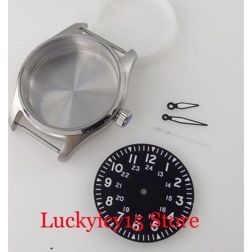 Watch Accessories fit NH35A NH36A Diver 39mm Watch Case Polish Bezel Ring 33.6mm Luminous Black Dial Hand Set